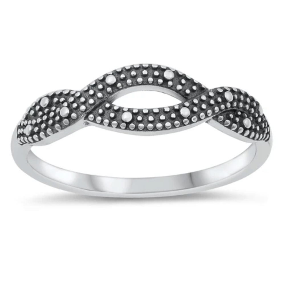 Sterling Silver Bali Twist Ring – Size 8 – 17 mm Face Height